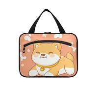 Shiba Inu Bone Dog Orange Hanging Borse per le donne Viaggio con gancio, Designer Chic Toiletry kit per viaggio Essentials Hotel estuches para maquillaje L