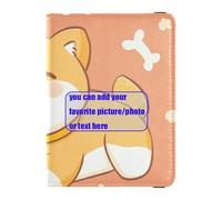 Shiba Inu Bone Dog Orange personalizzabile in pelle per passaporto e carte di vaccino Combo Travel Documenti Organizer Protector Custodia per passaporto con blocco RFID leggero, Shiba inu osso cane