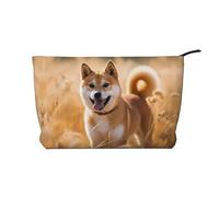 Shiba Inu - Borsa cosmetica da donna in velluto a coste, con cerniera, portatile, adatta per viaggi e conservazione quotidiana di cosmetici,