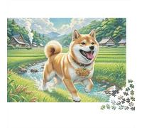 Shiba Inu Campagna Giapponese Puzzle 1000 Pezzi Gioco di Puzzle 1000 Pezzi Relax Famiglia Decorazione Regalo 38x26cm/1000pcs