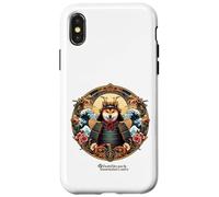 Shiba Inu cane come logo Samurai con fiori di ciliegio Custodia per iPhone X/XS