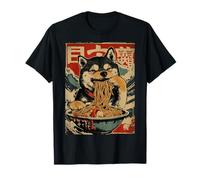 Shiba Inu Cane Mangia Ramen Tagliatelle Giapponese Ukiyo-e Style Maglietta