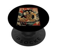 Shiba Inu Cane Mangia Ramen Tagliatelle Giapponese Ukiyo-e Style PopSockets PopGrip Adesivo