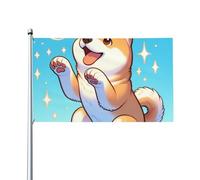 Shiba Inu Che Gioca Con La Palla Bandiera Da Cortile Con 2 Occhielli Bandiere Da Giardino Resistente Alle Intemperie Bandiere Di Benvenuto Decorazione Per Patio Fattoria Interni 90X152Cm