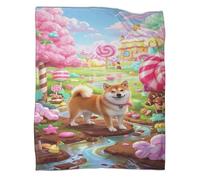 Shiba Inu Coperte Di Flanella Stampa 3D Coperta Pelosa Fairy - Tale Fantasy Style Morbida E Accogliente Campeggio Per Adulti Bambini 60x80inch(150x200cm)