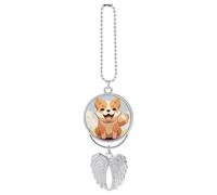Shiba Inu Del Fumetto Del Cane Del Fumetto Del Cane Specchio Retrovisore Decorazione Automatica Specchio Retrovisore Portachiavi Stile Argento