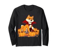 Shiba Inu di Halloween con Mantello da Vampiro e zucche Maglia a Manica