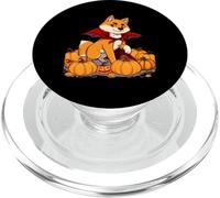 Shiba Inu di Halloween con mantello da vampiro e zucche PopSockets PopGrip per MagSafe