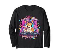 Shiba Inu DJ K-Pop Party Cane Divertente Maglia a Manica