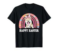 Shiba Inu Dog Easter Bunny Eggs Hunting Boho Rainbow Maglietta