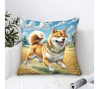 Shiba Inu Dog Federa Cuscino Moderni Pittura,Rustic Farmhouse Windmill Square Copertina Di Cuscino Poliestere Fodere Per Cuscini Camera Da Letto Divano Per Esterni Cuscini Da Esterno 50x50cm