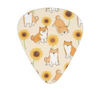 Shiba Inu Girasole,12 pezzi di plettri per chitarra, 3 plettri di diverso spessore per chitarra acustica, basso, ukulele