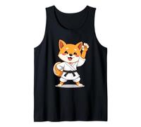 Shiba Inu in Stile Cartoon con Kimono da Karate e Cintura ne Canotta