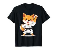 Shiba Inu in Stile Cartoon con Kimono da Karate e Cintura ne Maglietta