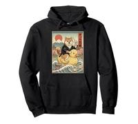 Shiba Inu Ninja Giappone Vintage Giapponese Ukiyo-e Art Felpa con Cappuccio