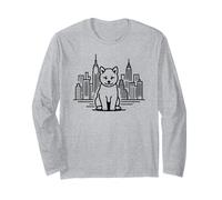 Shiba Inu NY cane New York line art, design skyline di New York Maglia a Manica