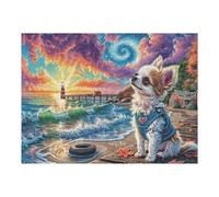 Shiba Inu on Beach Puzzle 500 Pezzi Sfida Rompicapo Estrema Impossibile Da Completare Per Collezionisti Esperti Regalo Per Chi Ama Le Sfide 500 PCS
