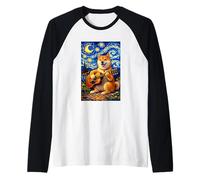 Shiba Inu Playing Guitar Whimsical Art Dog Music Camping Maglia con Maniche Raglan