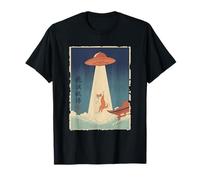 Shiba Inu preso da UFO Vintage Giapponese Ukiyo e Art Maglietta