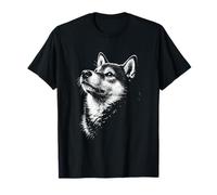 Shiba Inu Ritratto Bianco e Nero Amante dei Cani Maglietta