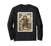 Shiba Inu Samurai Ukiyo-e Arte Giapponese Maglia a Manica