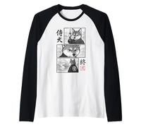 Shiba Inu Samurai Warrior Manga Panels Amante dei cani Maglia con Maniche Raglan