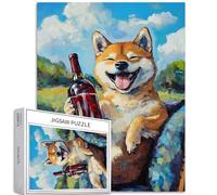 Shiba Inu Seduto sul Divano 1000 Pezzi Puzzle per Adulti Sfondo All'aperto Art Puzzle Sfidante Attività Familiari Giochi colorati Fai da te Artigianato Puzzle per Decorazioni Domestiche Regali 50 x 68