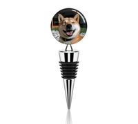 Shiba Inu Smile Tongue Out Tappo per bottiglia di vino riutilizzabile, sigillante decorativo per bottiglie mantiene il vino fresco, è un accessorio ideale come regalo