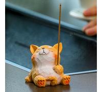 Shiba Inu, statuetta con bruciatore di incenso a forma di preda che insegue il cane