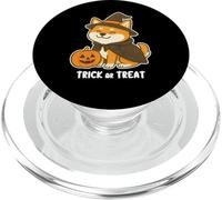 Shiba inu strega con jack o lanterna zucca di Halloween carino PopSockets PopGrip per MagSafe