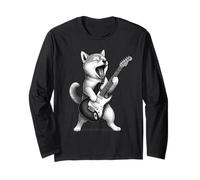 Shiba Inu Suonare la Chitarra Musica Rock Amante dei Maglia a Manica