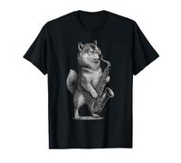 Shiba Inu Suonare Sassofono Jazz Music Dog Lover Maglietta