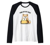 Shiba Inu Taco Lover Tee - Divertente cane "Paws Off My Tacos" Maglia con Maniche Raglan