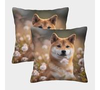 ShibaInuDog-NaturePhotographyStyle Federe Cuscini Per Divano Decorativa Art Fodere Per Cuscini Set 2 Pezzi Moderni Per Soggiorno Camera Sofà 40x40cm