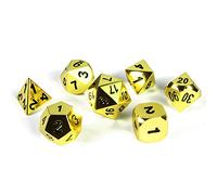 shibby 7 Cubi poliedrici di Metallo - Lucidi - per Giochi da Tavolo e di Ruolo incl. Scatola di conservazione - Oro