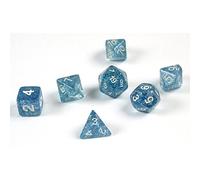 shibby 7 Dadi poliedrici per Giochi di Ruolo e da Tavolo di Colore Blu Luccichio con Sacchetto