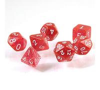 shibby 7 Dadi poliedrici per Giochi di Ruolo e da Tavolo di Colore Rosso Luccichio con Sacchetto