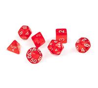 shibby 7 Dadi poliedrici per Giochi di Ruolo e da Tavolo di Colore Trasparente Rosso con Sacchetto