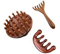 Shibida 3PCS Pettine Massaggiante in Legno Massaggiatore per la Testa Antistress per il Cuoio Capelluto,Rilassante,Head Massager Scalp