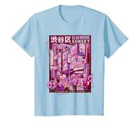 Shibuya Street Giapponese Estetica Vaporwave Distressed Urbano Maglietta, Bambini, Celeste, 2 Anni