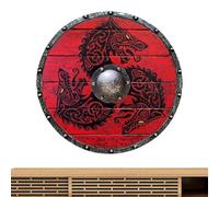 Shield di guerrieri in legno medievale - Soldato di lupo Cosplay Prop, Ancient Battle | Punzione accessoria in costume artigianale, attrezzatura da combattimento LARP decorativa con look stori