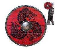 Shield Wooden Wolf - Cosplay Battle Shield per uomini ragazzi, accessorio per costume medievale | Scudo rotondo fatto a mano per fiere rinascimentali, forniture per feste di Halloween