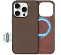 SHIELDON Cover in Vera Pelle per iPhone 16 Pro 6,3" 5G 2024, Marrone Scuro