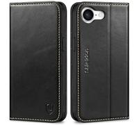 SHIELDON Cover in Vera Pelle per iPhone 16e/17e 6,1" 5G 2026, Nero Retro