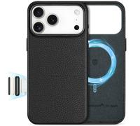 SHIELDON Cover in Vera Pelle per iPhone 17 Pro Max 6,9", Nero Grano Litchi