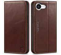 SHIELDON Cover per iPhone 17e/16e 5G 6.1", Custodia a Portafoglio in Vera Pelle [Chiusura Magnetica] [Blocco RFID] Leather Wallet Case con Cavalletto Compatibile con iPhone 16e/17e 2026 - Caffè Retro