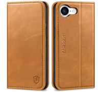 SHIELDON Cover per iPhone 17e/16e 5G, Custodia a Portafoglio in Pelle [Porta Carte] [Cavalletto] [Blocco RFID] [Chiusura Magnetica] Leather Case per iPhone 16e/17e 6.1" 2026 - Marrone Chiaro Retrò