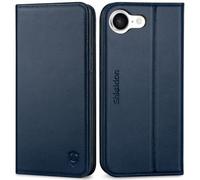 SHIELDON Cover per iPhone 17e/iPhone 16e Case 5G 6.1", Custodia a Portafoglio in Vera Pelle con Porta Carte [Cavalletto] [Blocco RFID] Cover Protettiva Folio Compatibile con iPhone 16e/17e - Blu Navy
