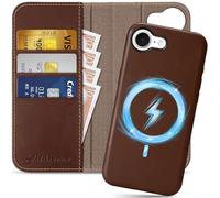 SHIELDON Custodia a Portafoglio per iPhone 17e/16e 5G 6.1", Custodia in Pelle Magnetica Staccabile [Cavalletto] [Blocco RFID] [Slot per Schede] Flip Cover per iPhone 16e/17e 2026 - Retro Caffè