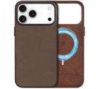 SHIELDON Custodia Base Vera Pelle per iPhone 17 Pro Max 6,9 Pollici 5G 2025, Custodia di Ricarica Wireless Magnetica Cover Protettiva Antiurto Sottile, Crazy Horse Marrone Scuro